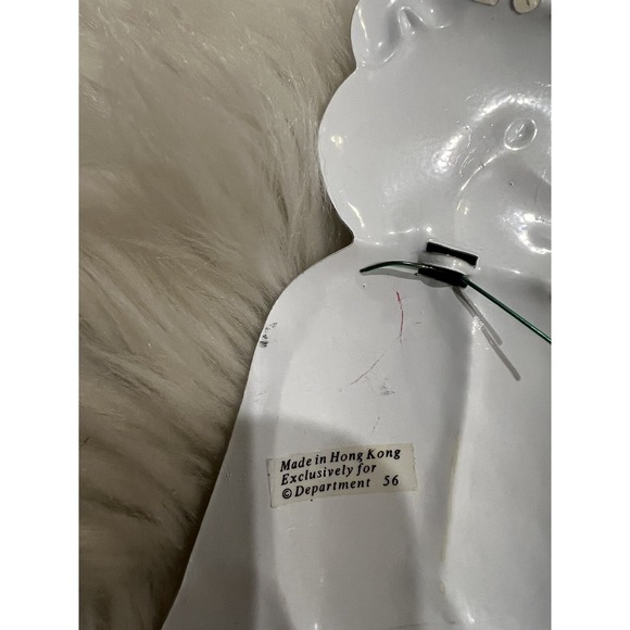 Vintage Dept 56 Flat Metal White Teddy Bear w/ Red Bell Christmas Ornament 4"x3" - Picture 9 of 9